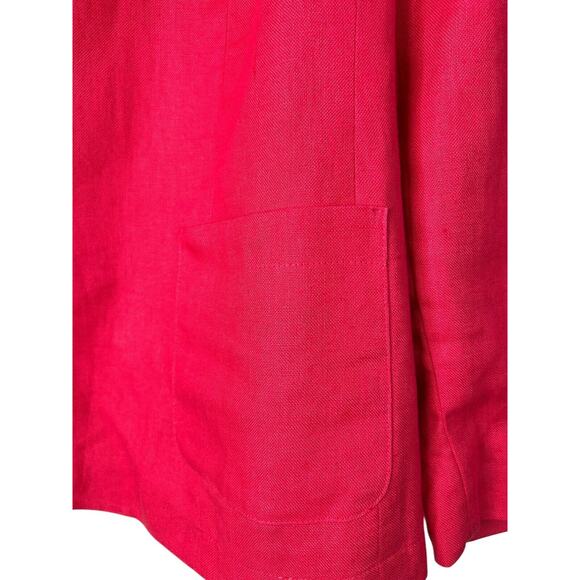 Talbots Irish Linen Blazer Womens Size 24W Hot Pink Lagenlook Career Work Office - Picture 3 of 11